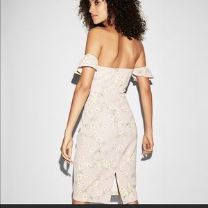 Express Floral Off The Shoulder Sheath Midi Dress